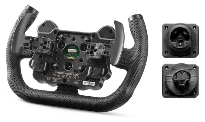 Volant Thrustmaster EVO Racing 31U Leather Add-on, PS5/4, Xbox Series, Xbox One, PC čierny Pohľad zozadu na volant s montážnym rozhraním a adaptérmi