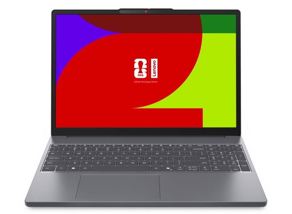 Notebook Lenovo IdeaPad Slim 3 15IPH11 sivý Otvorený a zapnutý notebook Lenovo IdeaPad Slim 3 15IPH11 spredu