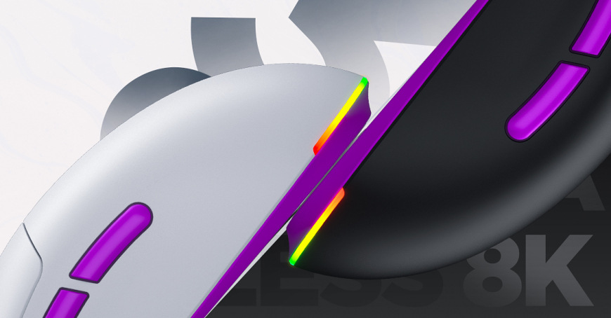 Zadné RGB podsvietenie na oboch farebných variantoch HATOR Quasar 3 Ultra 8K+8K Wireless