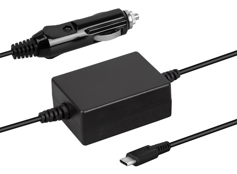 Sieťový adaptér Avacom autozapaľovač/USB-C 65W PD čierny