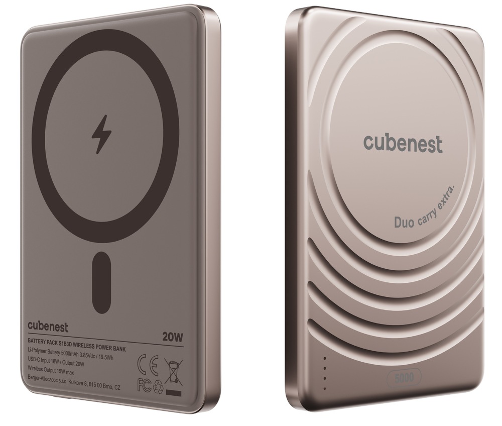 Powerbank Cubenest SlimDual MagSafe 5000 mAh zlatý „Powerbank