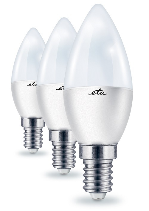 LED žiarovka ETA EKO LEDka sviečka 7W, E14, teplá biela, 3ks žiarovka ETAC37W7WW3P, teplá biela