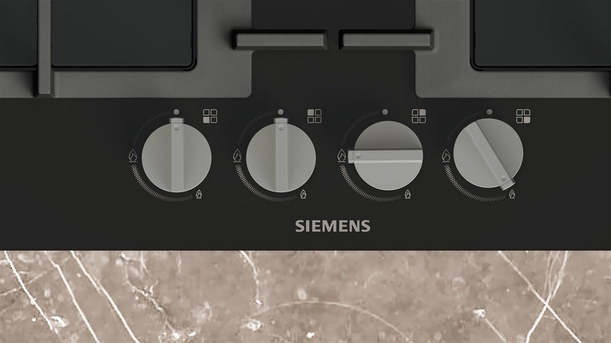 Plynová varná platňa Siemens iQ300 EN6B6HK40 čierna Ovládacie gombíky varnej dosky plynové Siemens EN6B6HK40
