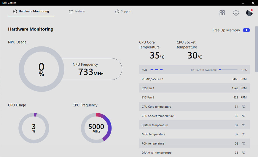 Základná doska MSI MAG B850M MORTAR WIFI čierna Rozhranie MSI Center pre monitoring hardvéru