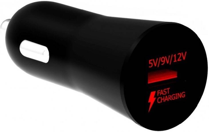 Adaptér do auta WG 1xUSB, QC 3.0, 18W + USB-C kábel čierny