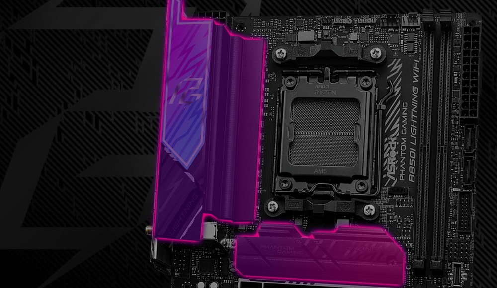 Základná doska ASRock B850I Lightning WiFi Hliníkový pasív odvádza nadbytočné teplo preč, aby sa doska neprehrievala