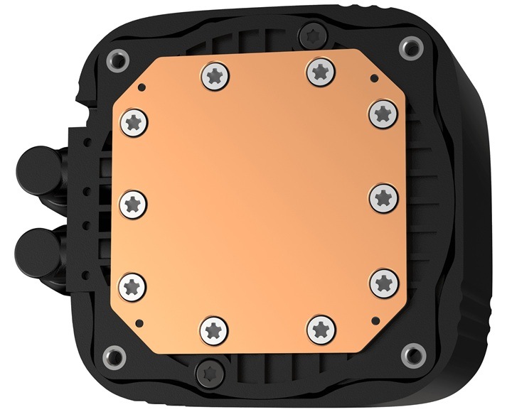 Vodný chladič DeepCool LP360 ARGB čierny Detail obrázku ventilátora.