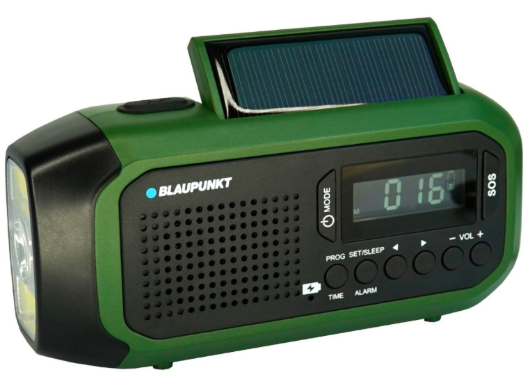 Výklopný solárny panel rádioprijímača Blaupunkt ER20GR Survival na dobíjanie batérie