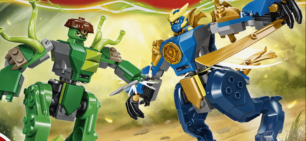 Stavebnica LEGO® NINJAGO® 71853 Jay a boj v dračom robotickom obleku Otváracie kokpity, pohyblivé končatiny a chvost dopĺňajú štyri vymeniteľné zbrane pre pestré súboje.