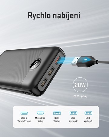 Powerbank YENKEE YPB 3018 18W, 30 000mAh čierny Powerbank YENKEE YPB 3018 18W, 30 000mAh čierny