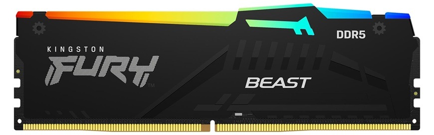 Pamäťový modul Kingston FURY Beast RGB 64GB DDR5 5600MHz CL36 čierny Detail obrázku pamäte RAM.