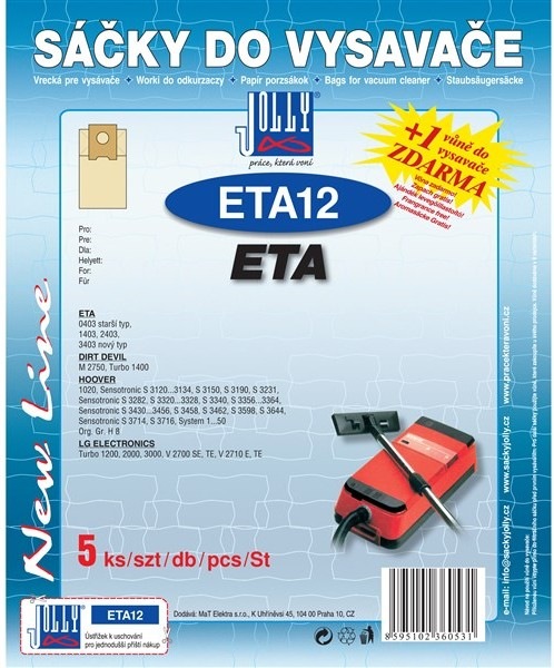 Vrecká do vysávača Jolly ETA 12 pre vysávače ETA 0403, 1403, 2403, 3403″ width=