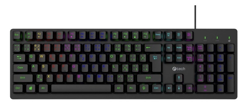 Herná klávesnica C-TECH s RGB podsvietením, čierna farba