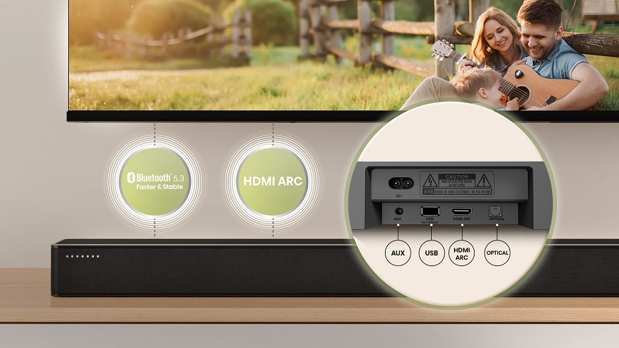 Soundbar Hisense HS2100 čierny Soundbar Hisense HS2100, čierny, pripojenie