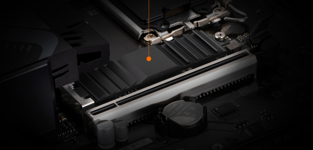 Základná doska GIGABYTE B760M GAMING X AX Tepelne vodivé kryty M.2 bránia prehrievaniu pripojených pevných diskov
