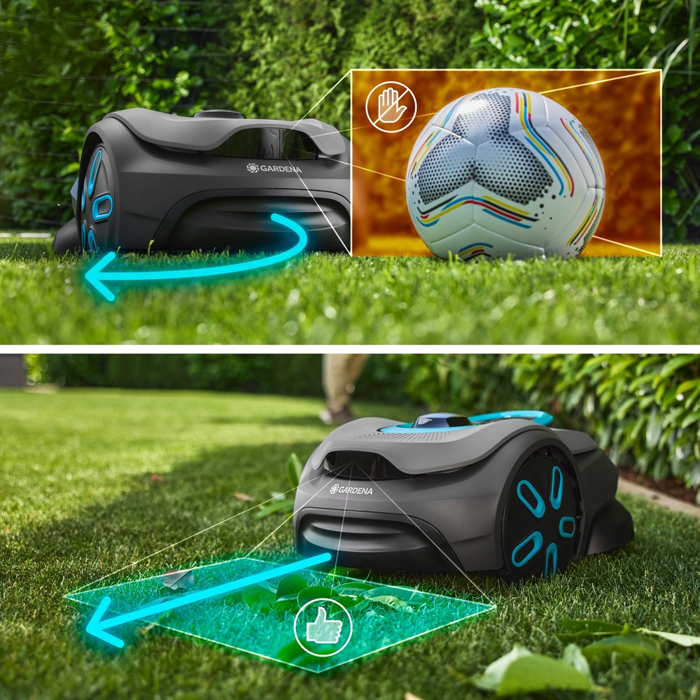 Robotická kosačka Gardena Smart SILENO Sense 600 m² 19942-32 Kosačka sa vyhýba prekážkam.