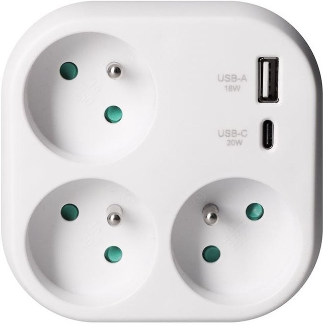 Rozbočka Solight s integrovanou USB nabíjačkou