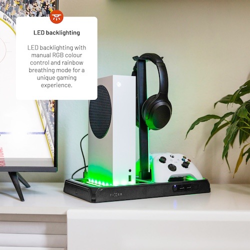 Dokovacia stanica FIXED pre Xbox Series X a S s odvetrávaním a nabíjaním pre dva ovládače Xbox čierna