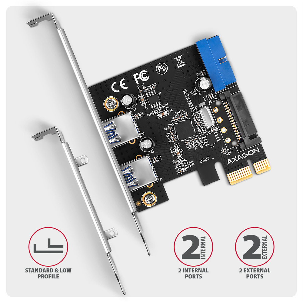Radič Axagon PCEU-232RS - 2+2x USB 5Gbps port