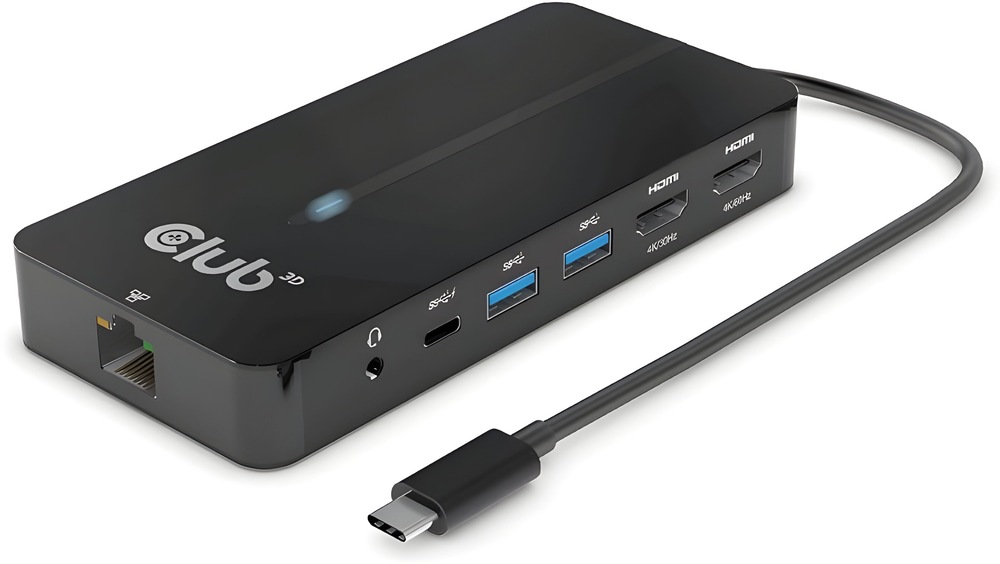 USB Hub Club3D USB-C/2x HDMI, 2x USB-A, 1x RJ45, 1x 3.5mm audio, 1x USB-C,100 W USB Hub Club3D USB-C/2x HDMI, 2x USB-A, 1x RJ45, 1x 3.5mm audio, 1x USB-C,100 W