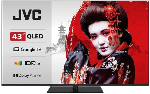 Televízia JVC LT-43VGQ7535,čierna, čelný pohľad s vypísanými funkciami
