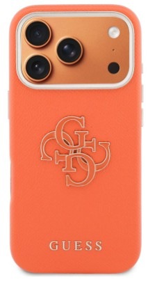Kryt na mobil Guess PU Resin Logo na Apple iPhone 17 Pro Max - oranžový