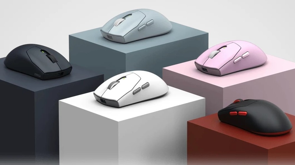Myš MSI Forge GM340 Wireless ružová Na obrázku sú vyobrazené všetky farebné varianty tejto bezdrôtovej myši MSI Forge GM340 Wireless.