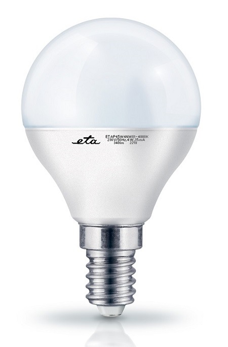 LED žiarovka ETA EKO LEDka mini globe 4W, E14, neutrálna biela Žiarovka ETAP45W4NW01