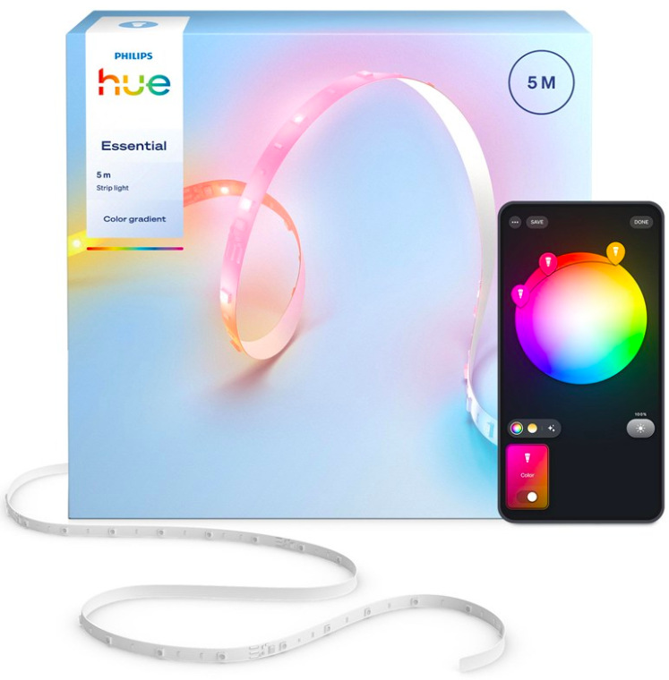 LED pásik Philips Hue Essential RGBIC s ​​dĺžkou 5 metrov a viacfarebným osvetlením