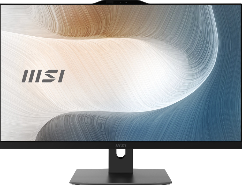 PC all in-one MSI Modern AM272P 1M-855EU čierny Čelný pohľad na 27" displej MSI Modern AM272P 1M-855EU s webkamerou v hornom ráme