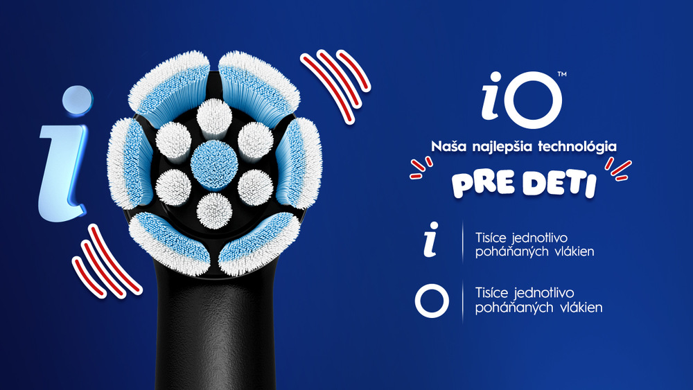 Náhradné hlavice Oral-B iO Kids Spiderman (4 ks) čierna Detail čistiacej hlavice ukazuje tisíce jemných vlákien a technológiu prispôsobenú detským zubom.