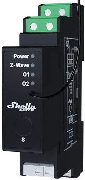 Modul Shelly Wave Pro Shutter, žalúziový modul, 2x 16A, meranie spotreby, Z-Wave - čierny