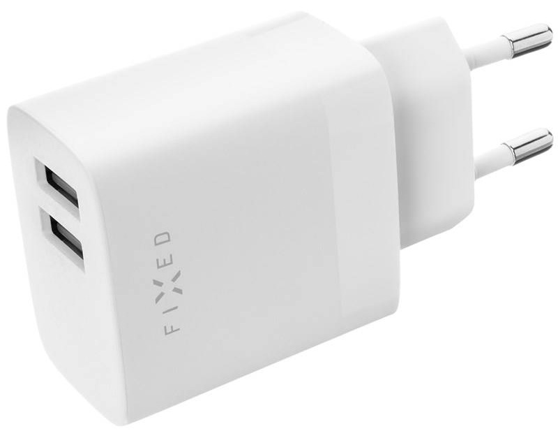 Nabíjačka do siete FIXED 2xUSB 17W Smart Rapid Charge + Lightning MFi kábel 1m biela