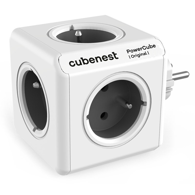 Rozbočovacia zásuvka Cubenest Powercube Original, 5x zásuvka sivá/biela