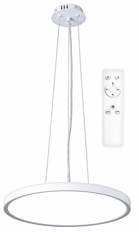 Závesné svietidlo Top Light Revit 40BZ RC, s diaľkovým ovládačom, 36W, 3600lm, stmievanie, pamäť, priemer 40cm, výška 120cm biele