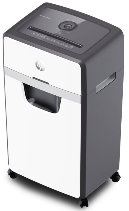 Skartovač dokumentov HP OneShred 24CC biely s krížovým rezom a výsuvným košom na kolieskach