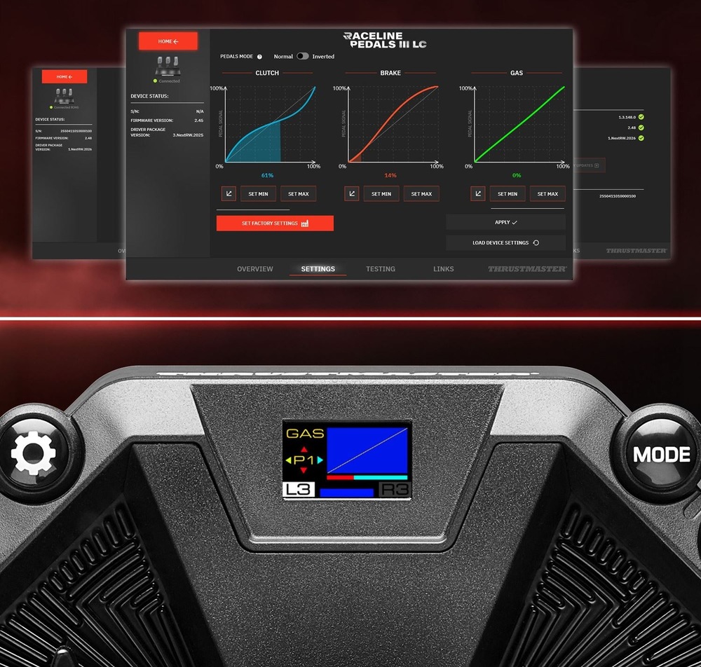 Thrustmaster Raceline Pedals III LC Load Cell využíva aj technológiu H.E.A.R.T.
