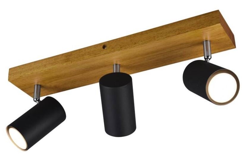Bodové svietidlo TRIO Marley, 3x GU10 čierne/drevené