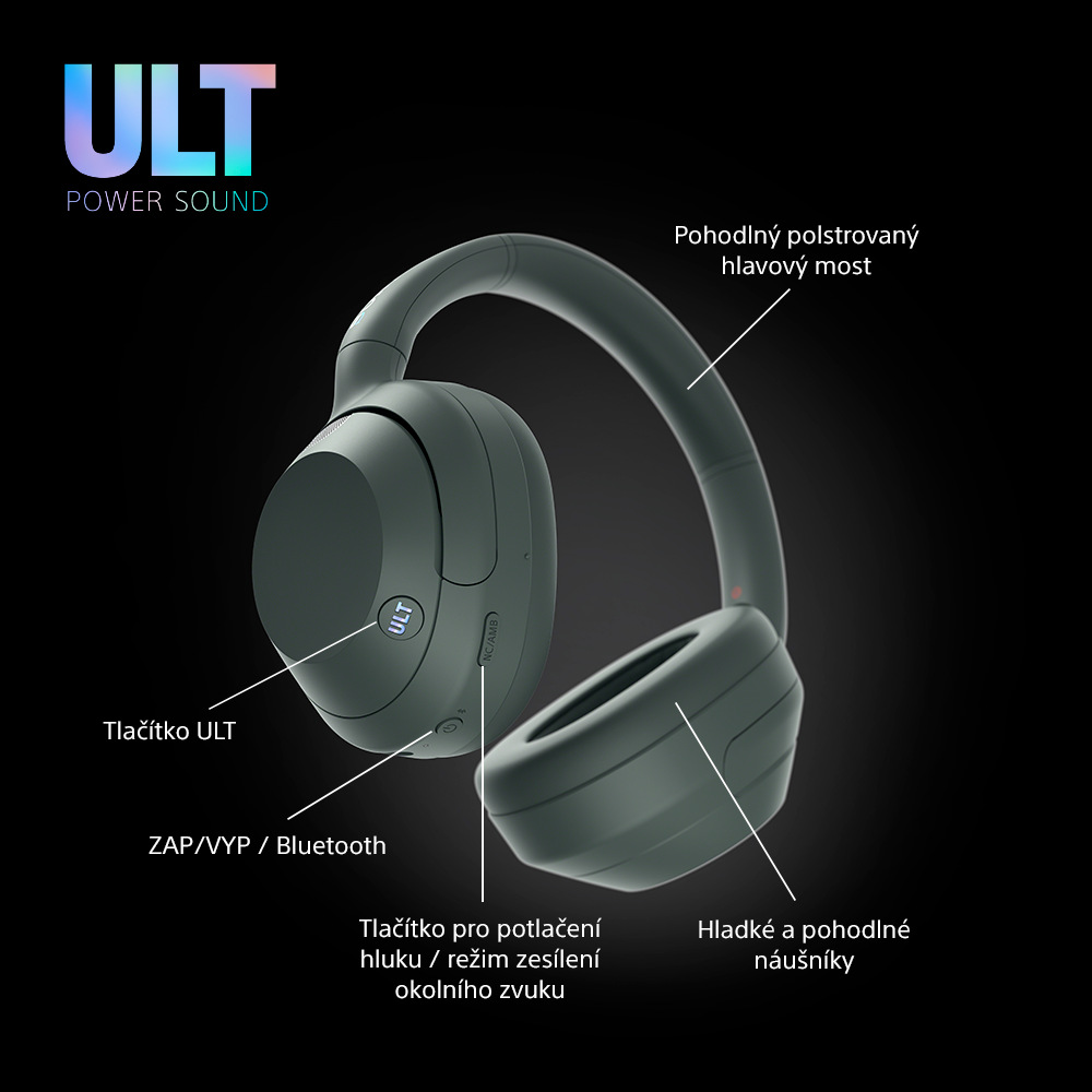 Slúchadlá Sony ULT WEAR - Prodloužená záruka zdarma po registraci sivá/zelená Slúchadlá Sony ULT WEAR - šedá/zelená