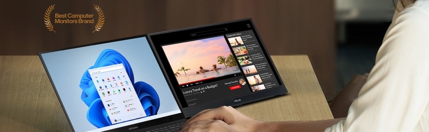 Monitor Asus ZenScreen MB169CK čierny Práca na notebooku s pripojeným displejom Asus ZenScreen MB169CK