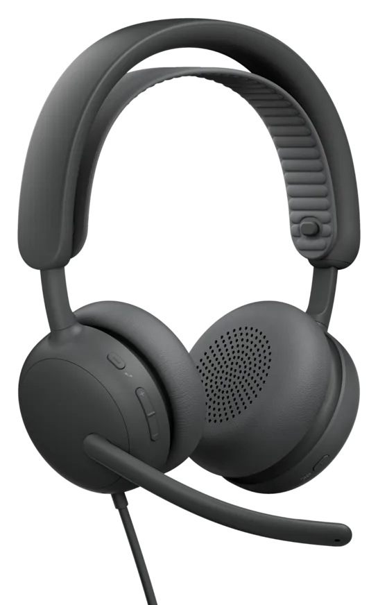 Drôtový headset Logitech Zone Wired 2 v elegantnom minimalistickom dizajne s mäkkými náušníkmi a flexibilným hlavovým mostom
