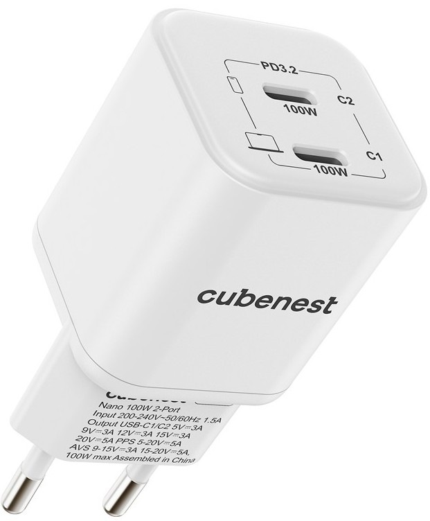 Nabíjačka do siete Cubenest PD Nano Adapter N2D100 s celkovým výkonom 100 W