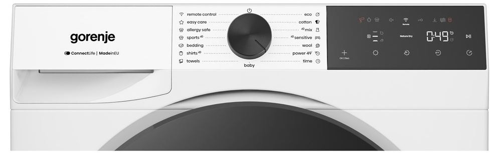 Sušička bielizne Gorenje G400 DG49CP NatureDry biela Sušička Gorenje DG49CP NatureDry predný pohľad na panel