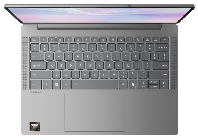 Klávesnica bez numerickej časti a viacdotykový touchpad notebooku Lenovo IdeaPad Slim 5″ width=