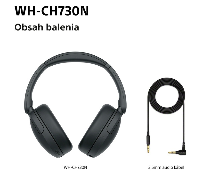 Slúchadlá Sony WH-CH730N čierna Slúchadlá aj s príslušenstvom.