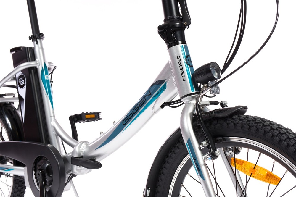 Elektrobicykel GoGEN Lumion 2026 strieborné/tyrkysové GoGEN Lumion 2026 je mimoriadne kompaktný vďaka skladacej konštrukcii