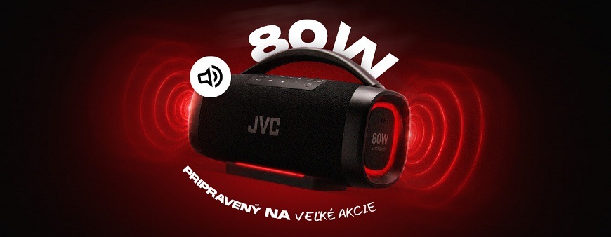 Prenosný reproduktor JVC XS-E934B čierny Prenosný reproduktor JVC s výkonom 80W a textom „Pripravený na veľké akcie“