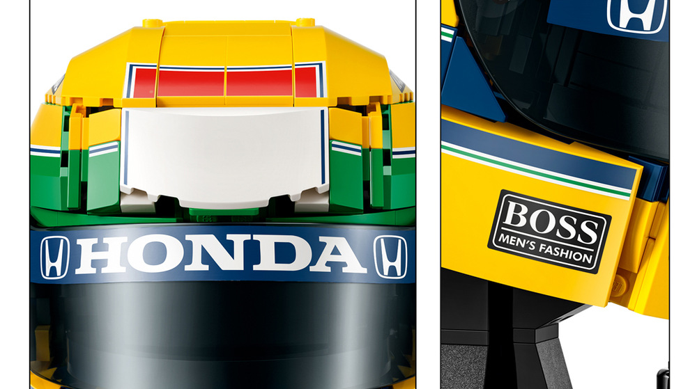 Stavebnica LEGO® Editions 43024 Prilba Ayrton Senna Výstavný model helmy Ayrtona Senny poteší fanúšikov Formule 1 a zberateľov; meria cez 19 cm na výšku a krásne vynikne na poličke.
