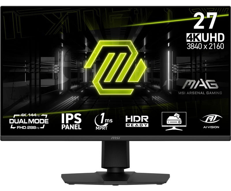 Herný monitor MSI MAG 275UPD E14 v čiernej farbe.