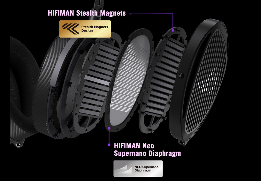 Headset Asus ROG Kithara čierny Detail planárneho meniča s magnetickou konštrukciou